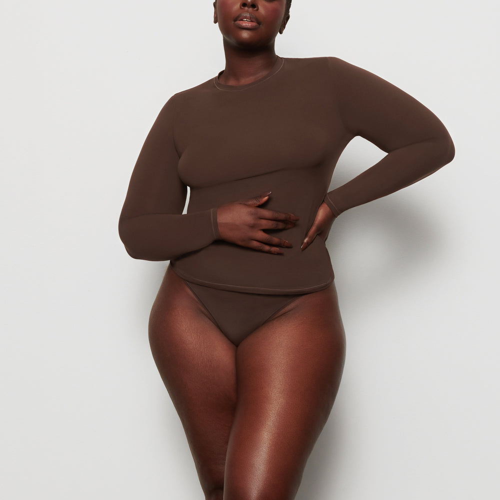 Skims FITS EVERYBODY LONG SLEEVE T-shirt Chocola | 07OTSHQWB