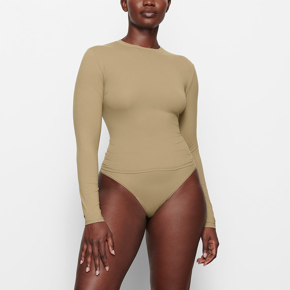 Skims FITS EVERYBODY LONG SLEEVE T-shirt Khaki | 25OFJWXYB