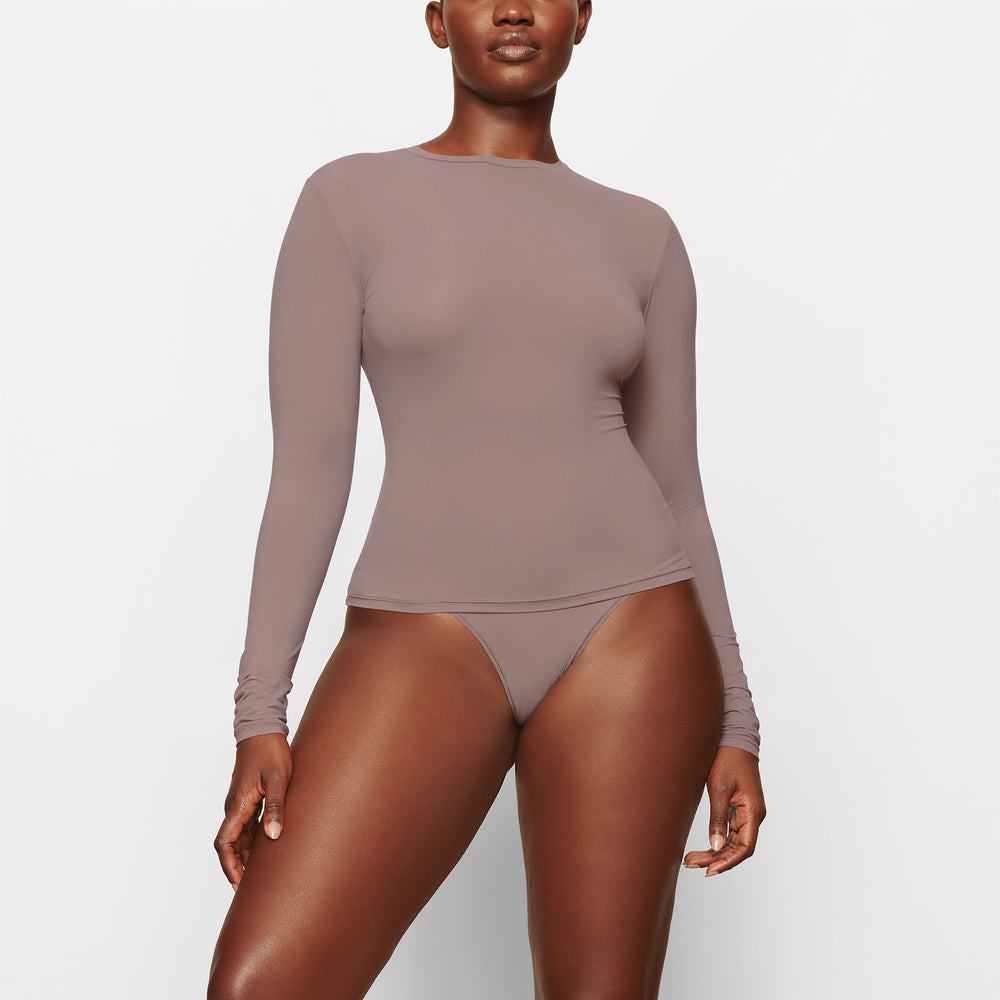 Skims FITS EVERYBODY LONG SLEEVE T-shirt Bruin | 52ZMHOJXE