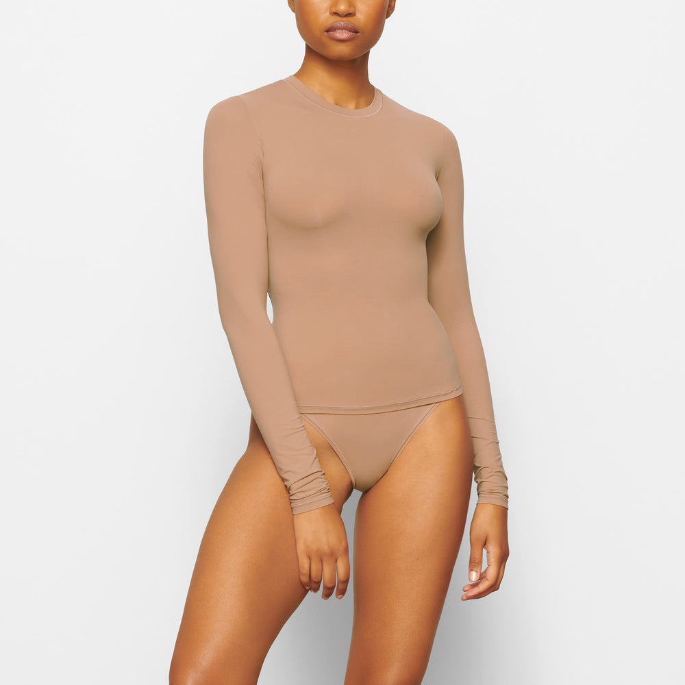 Skims FITS EVERYBODY LONG SLEEVE T-shirt Abrikoos | 70QGYJXFI