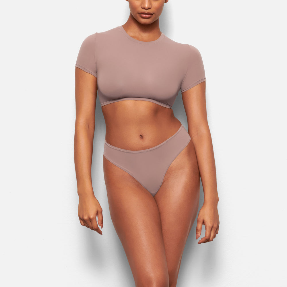 Skims FITS EVERYBODY SUPER CROPPED T-shirt Bruin | 08EVJTGHI