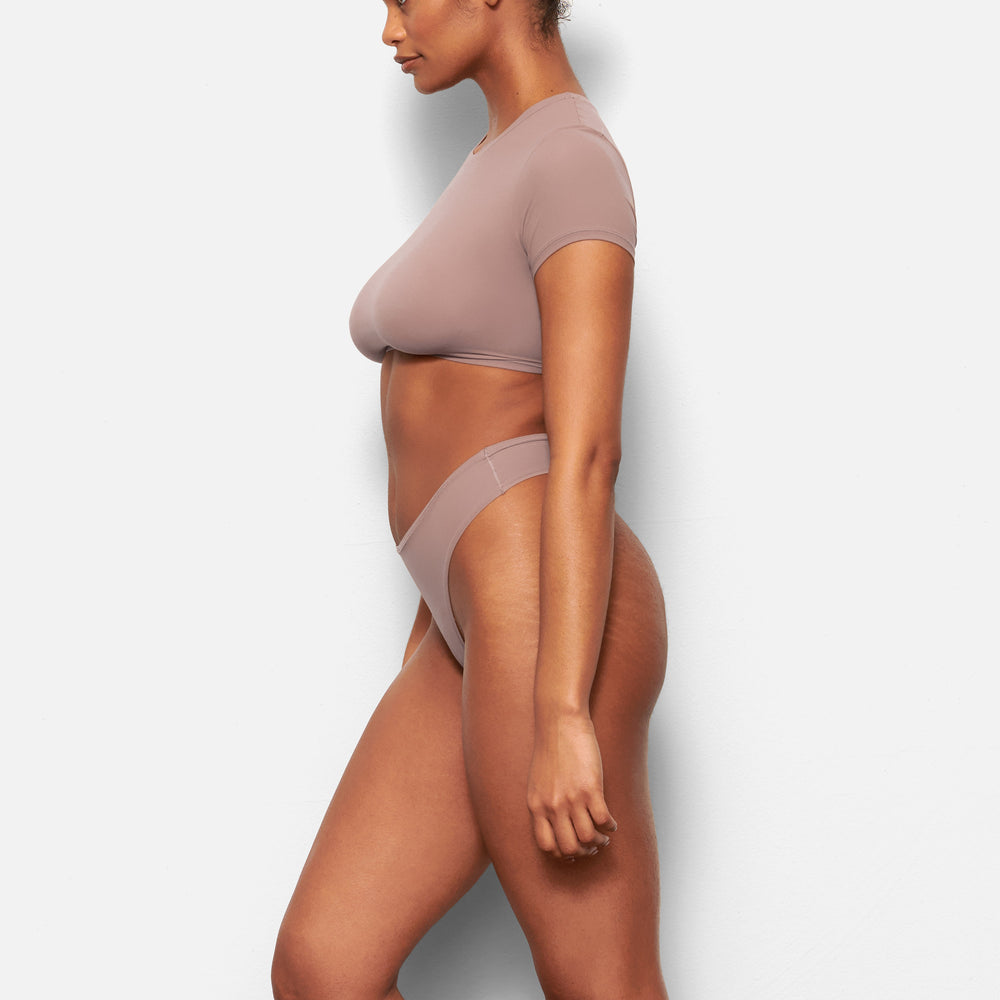 Skims FITS EVERYBODY SUPER CROPPED T-shirt Bruin | 08EVJTGHI