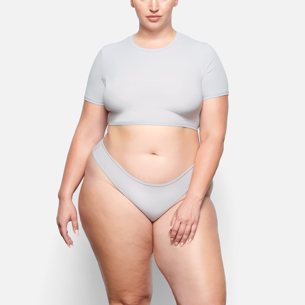 Skims FITS EVERYBODY SUPER CROPPED T-shirt Grijs | 14DJVGSUA