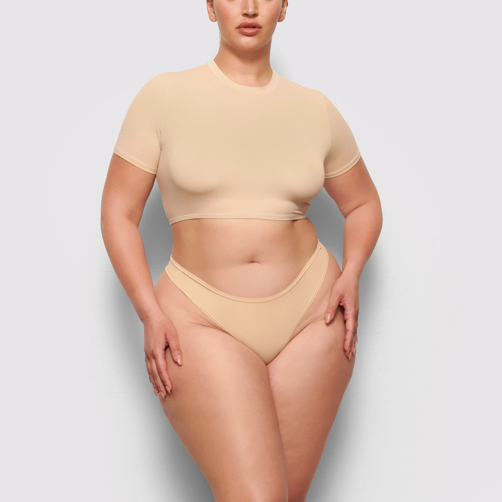 Skims FITS EVERYBODY SUPER CROPPED T-shirt Bruin | 20GQXCNHO