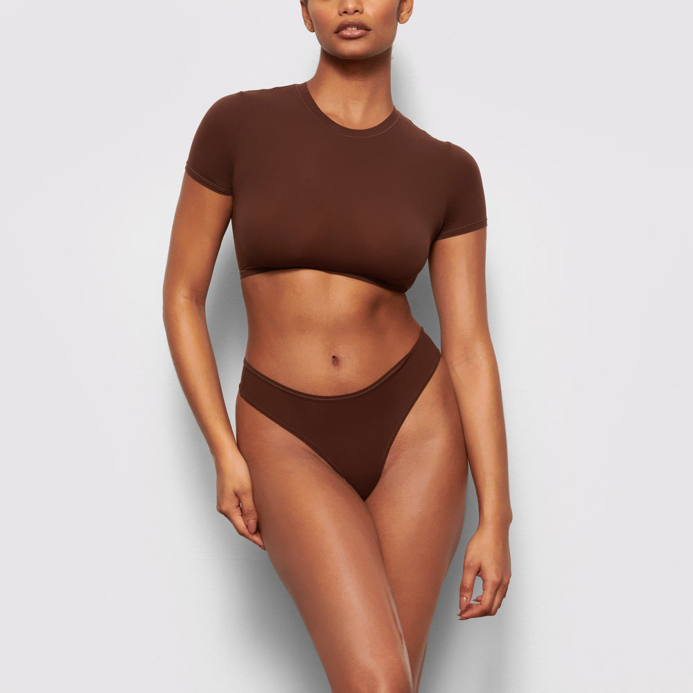 Skims FITS EVERYBODY SUPER CROPPED T-shirt Chocola | 25UPYTGHM
