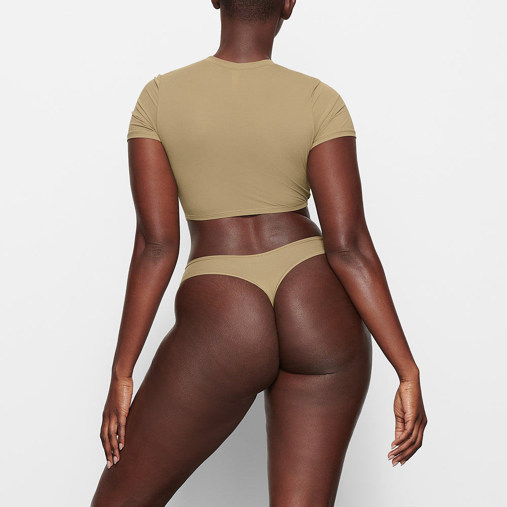 Skims FITS EVERYBODY SUPER CROPPED T-shirt Khaki | 49UOBJSAE
