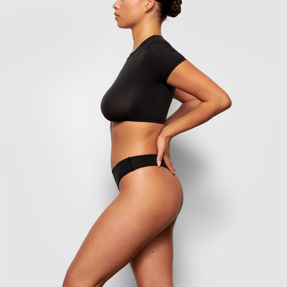 Skims FITS EVERYBODY SUPER CROPPED T-shirt Zwart | 54XLZHEKA