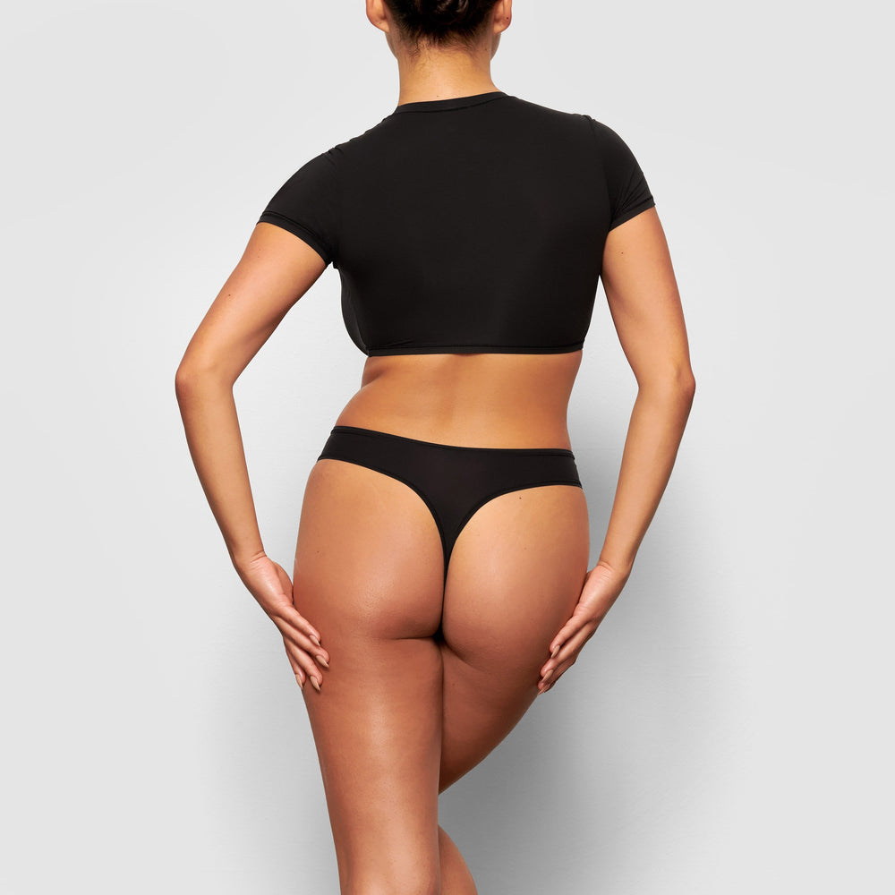 Skims FITS EVERYBODY SUPER CROPPED T-shirt Zwart | 54XLZHEKA