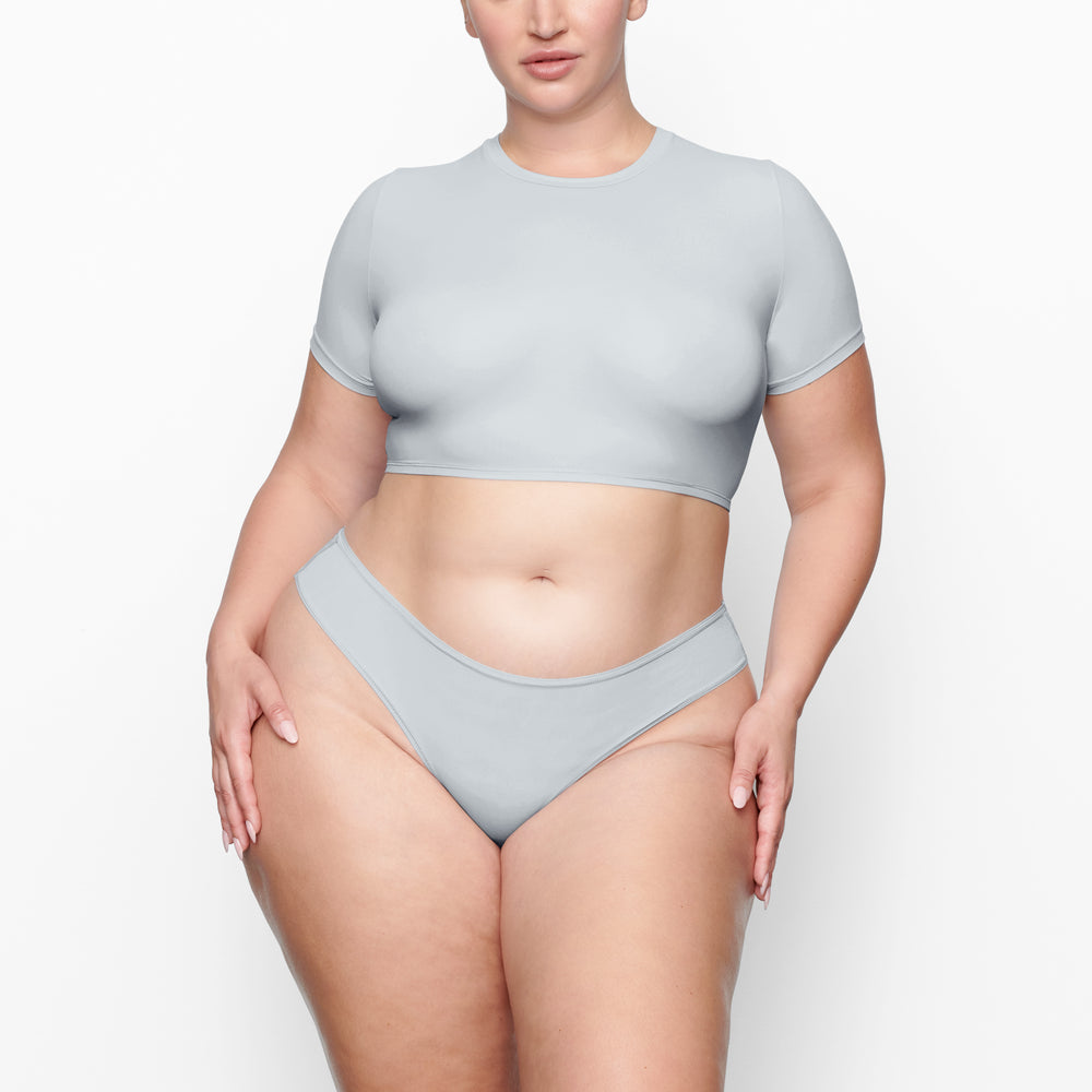 Skims FITS EVERYBODY SUPER CROPPED T-shirt Blauw | 87PSMBUEX