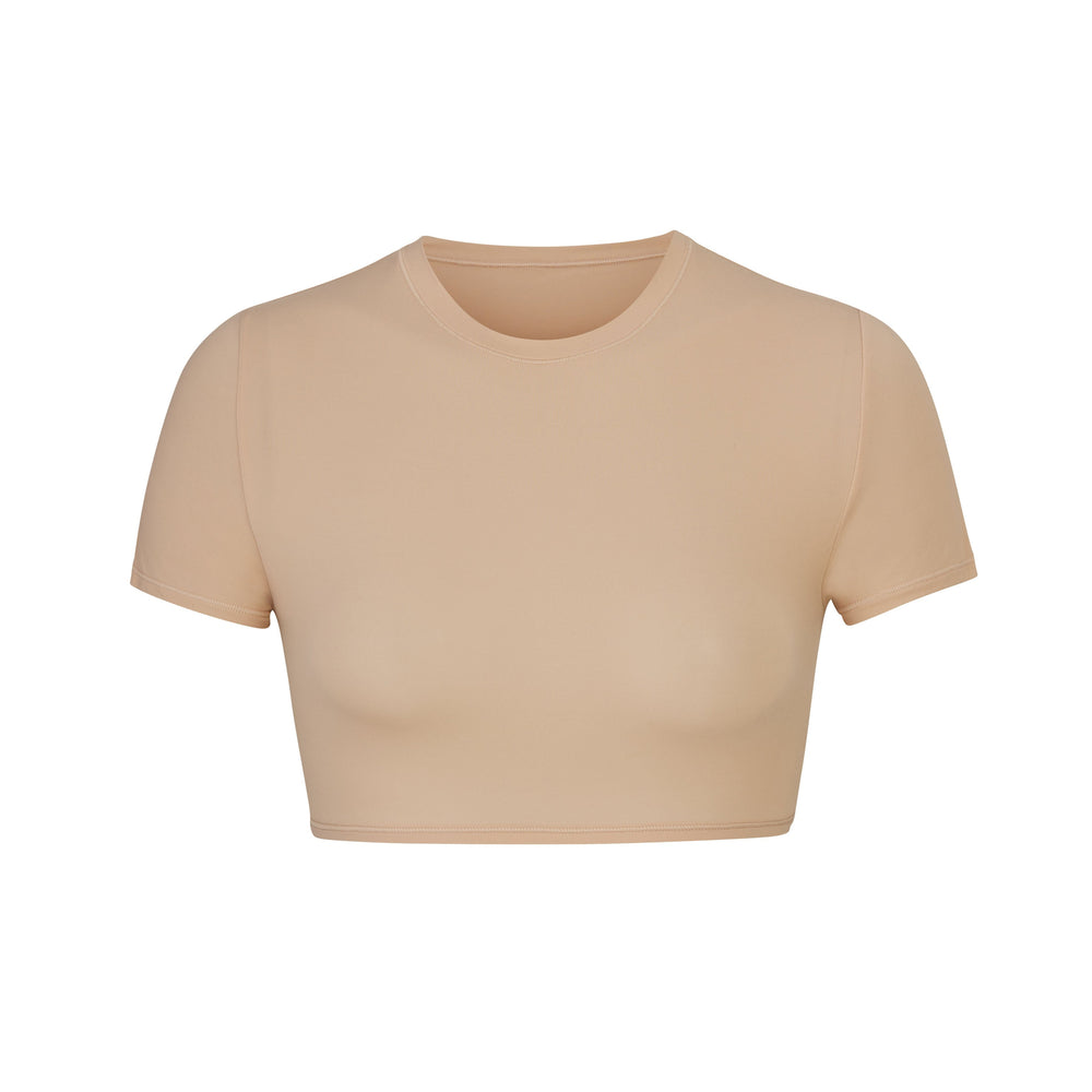Skims FITS EVERYBODY SUPER CROPPED T-shirt Beige | 89YNCZJGH