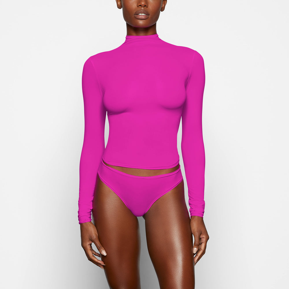 Skims FITS EVERYBODY TURTLENECK T-shirt Fuchsie | 53IGDBHQM