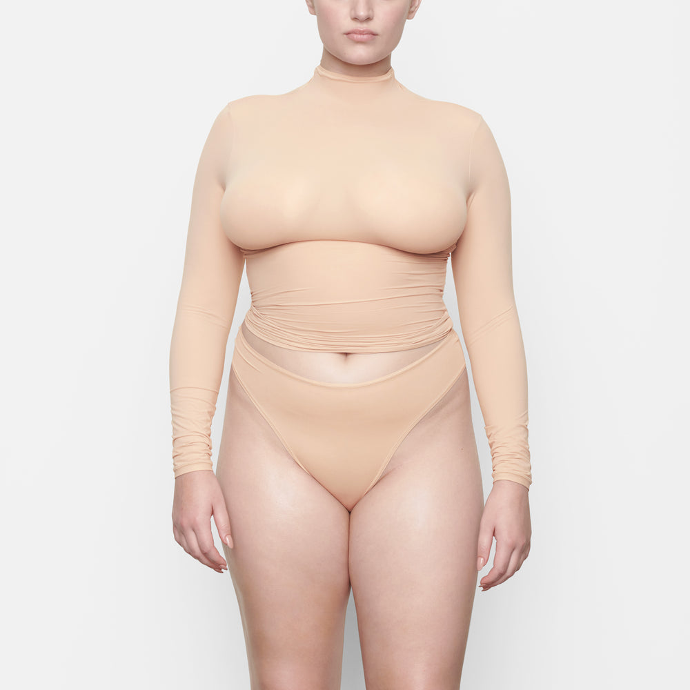 Skims FITS EVERYBODY TURTLENECK T-shirt Beige | 54HEUCBXG