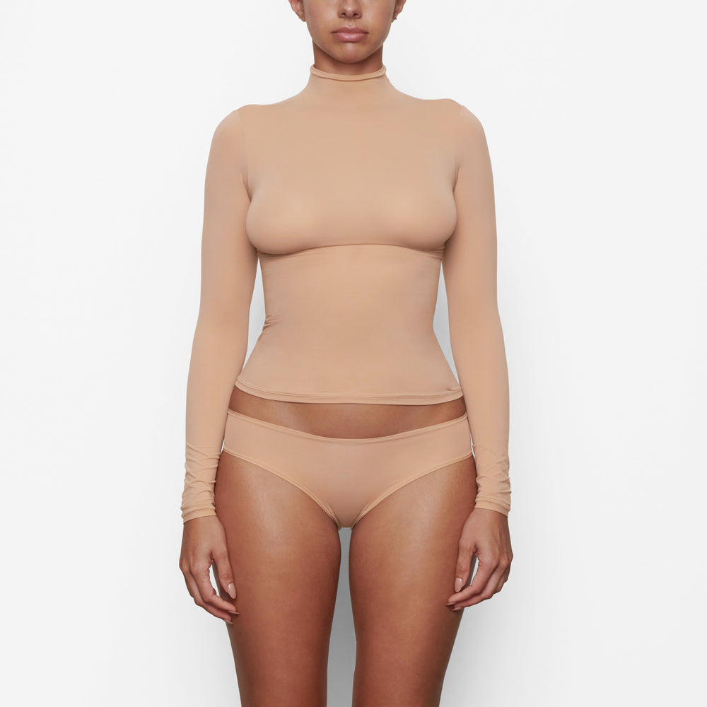 Skims FITS EVERYBODY TURTLENECK T-shirt Beige | 64SPUYMTE