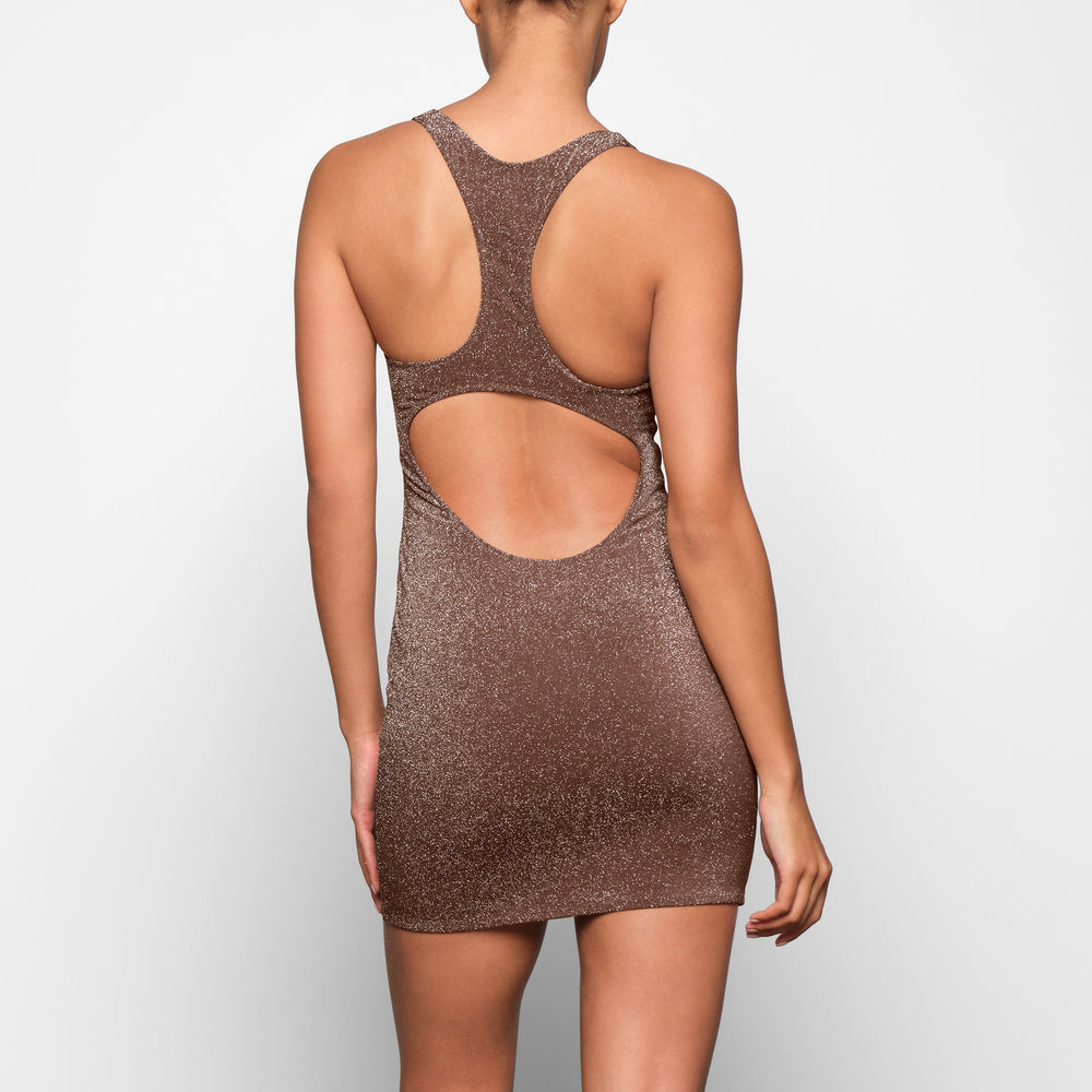 Skims GLITTER SWIM METALLIC Jurk Bruin | 01CUDVOPX