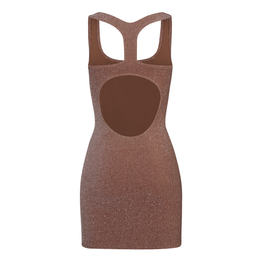 Skims GLITTER SWIM METALLIC Jurk Bruin | 01CUDVOPX