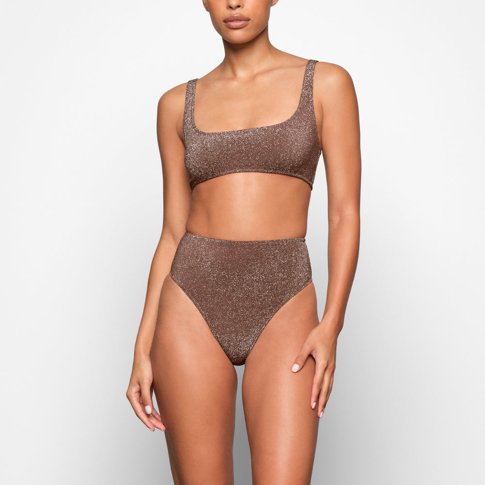 Skims GLITTER SWIM MID WAIST BOTTOM Two Pieces Bruin | 82WBEZAKY