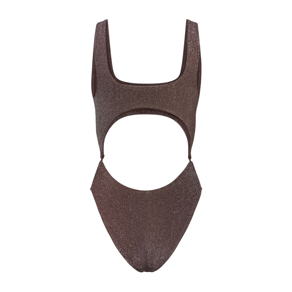 Skims GLITTER SWIM MONOKINI One Piece Chocola | 07CVTFNRE