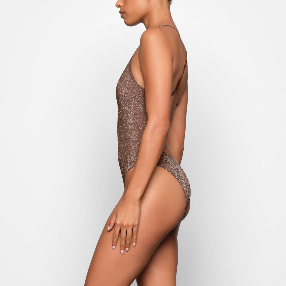 Skims GLITTER SWIM One Piece Bruin | 05CUPIKGQ