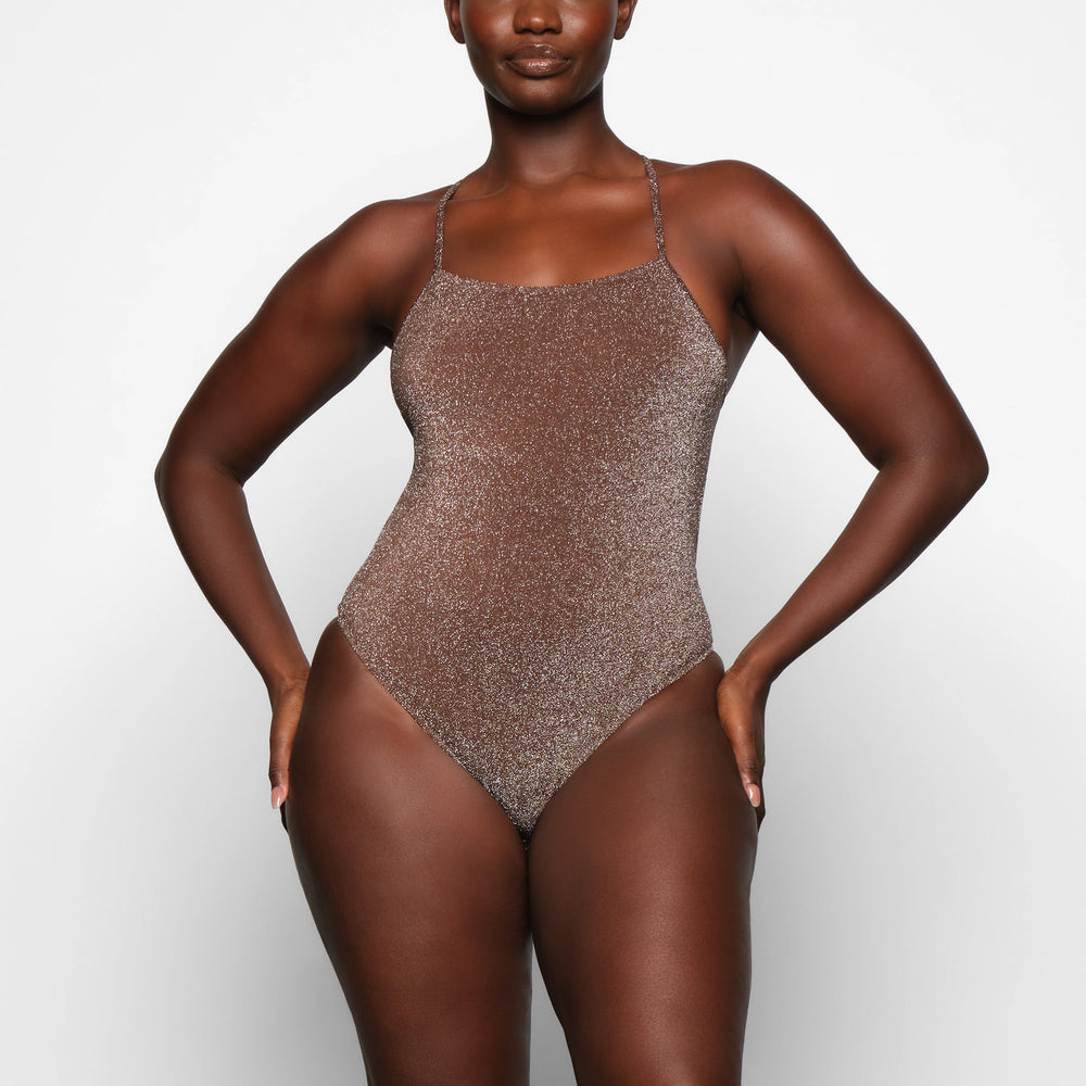 Skims GLITTER SWIM One Piece Chocola | 91KREWOBS