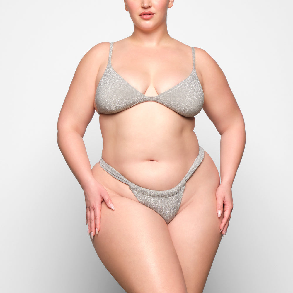 Skims GLITTER SWIM RUCHED BIKINI TANGA Two Pieces Grijs | 42YOLSMIC