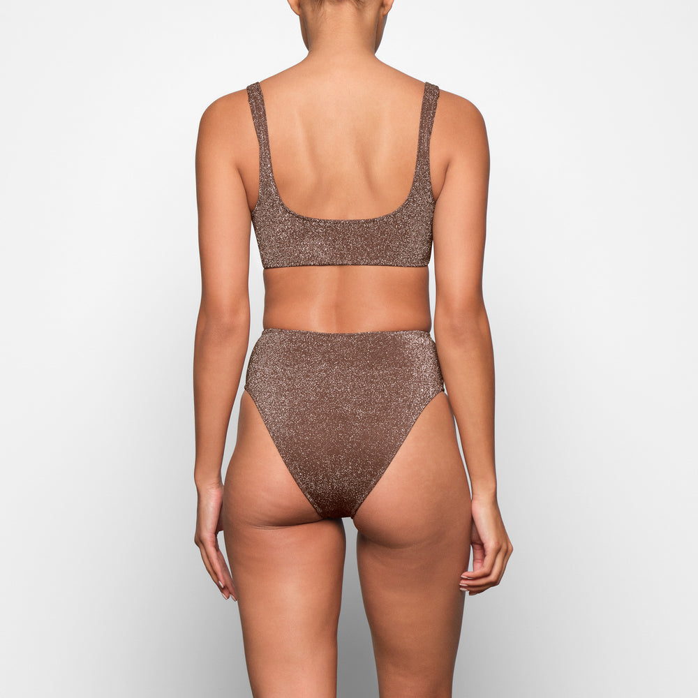Skims GLITTER SWIM SCOOP BIKINI TOP Two Pieces Bruin | 32RZTBLEM
