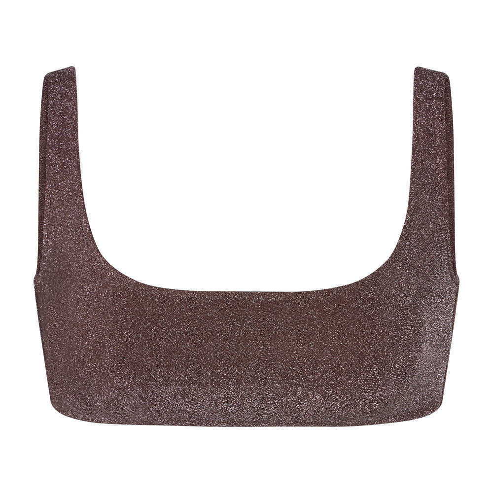 Skims GLITTER SWIM SCOOP BIKINI TOP Two Pieces Chocola | 93AIYSLXZ