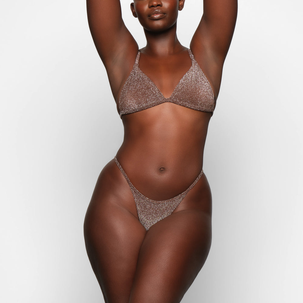 Skims GLITTER SWIM STRING Thong Chocola | 82INLZECB