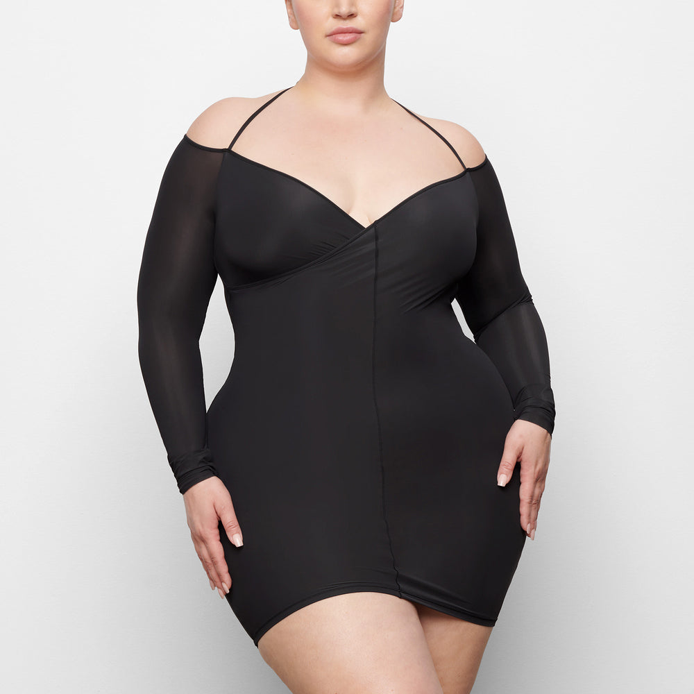 Skims JELLY SHEER OFF THE SHOULDER Jurk Zwart | 52DZKGQYF