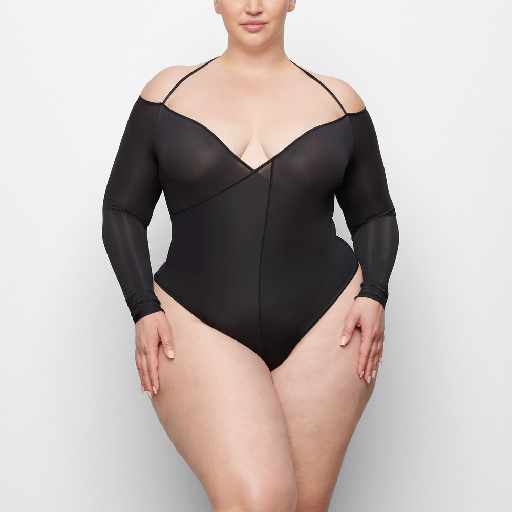Skims JELLY SHEER Off The Shoulder Bodysuit Zwart | 75LXODNPR