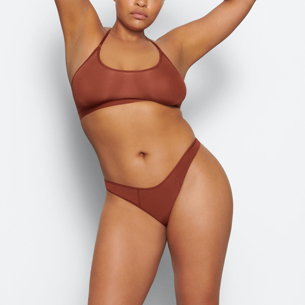 Skims JELLY SHEER SCOOP HALTER Bralette Bruin | 89IUWCPAT