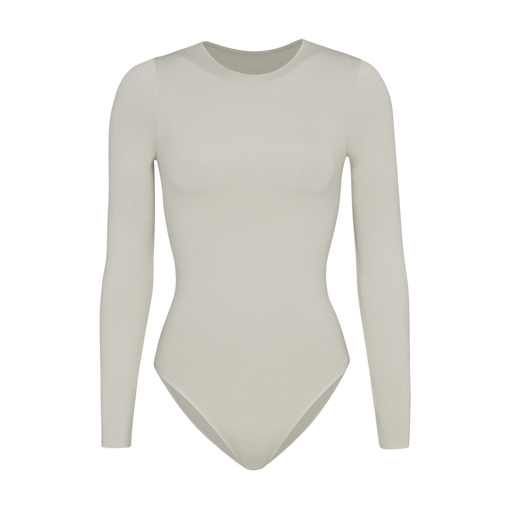 Skims LIGHT ESSENTIAL CREW NECK Long Sleeve Bodysuit Wit | 04KQTHMFN