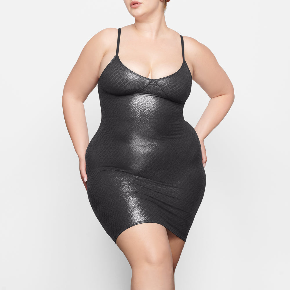 Skims LOGO MESH FOIL CAMI Jurk Zwart | 63NGAKLHE