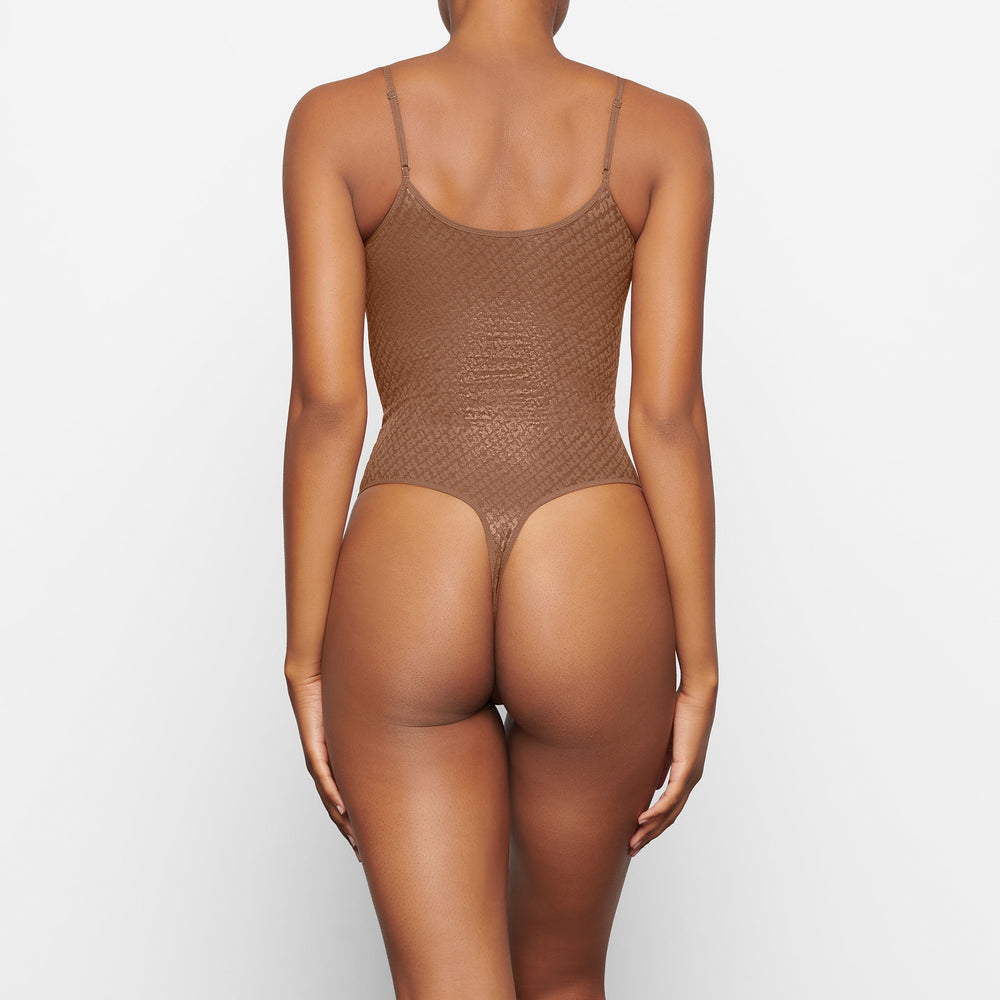 Skims LOGO MESH FOIL Cami Bodysuit Bruin | 41IQHONUY