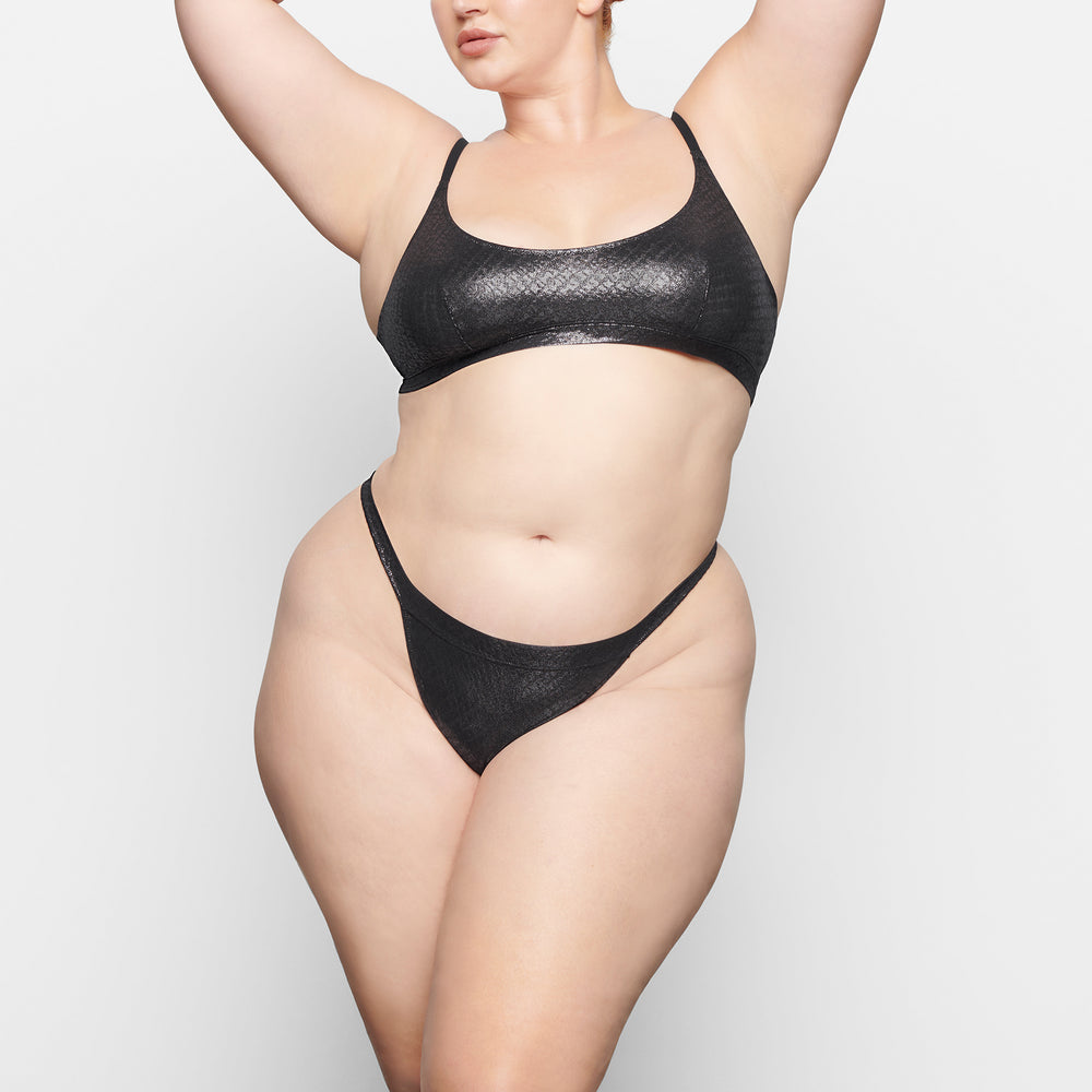 Skims LOGO MESH FOIL SKIMPY Thong Zwart | 63BOWPNHC