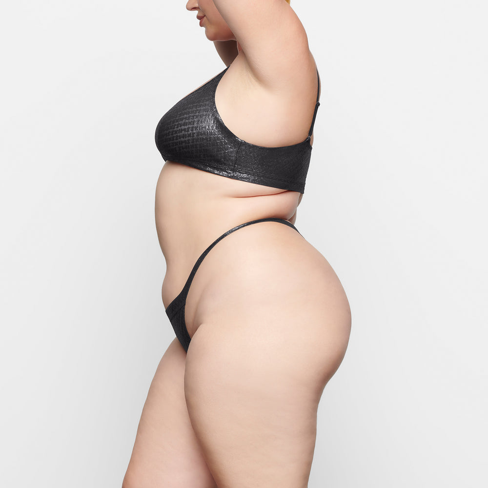 Skims LOGO MESH FOIL SKIMPY Thong Zwart | 63BOWPNHC