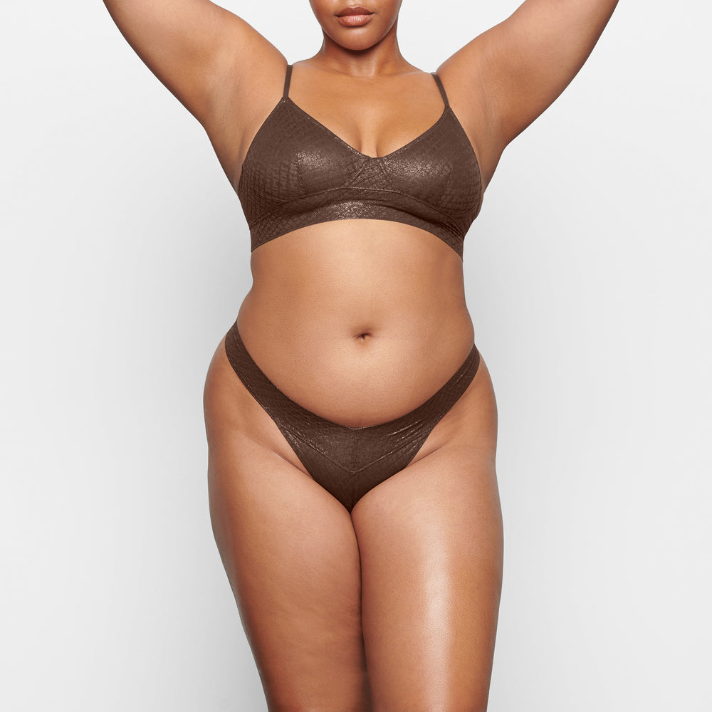 Skims LOGO MESH FOIL TRIANGLE Bralette Chocola | 65LFDUTQG