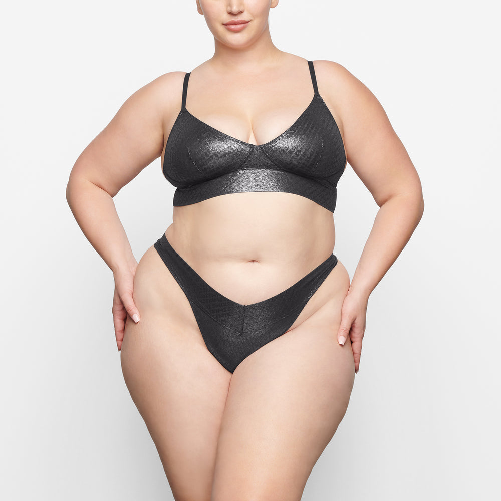 Skims LOGO MESH FOIL TRIANGLE Bralette Zwart | 48LWSMYVD