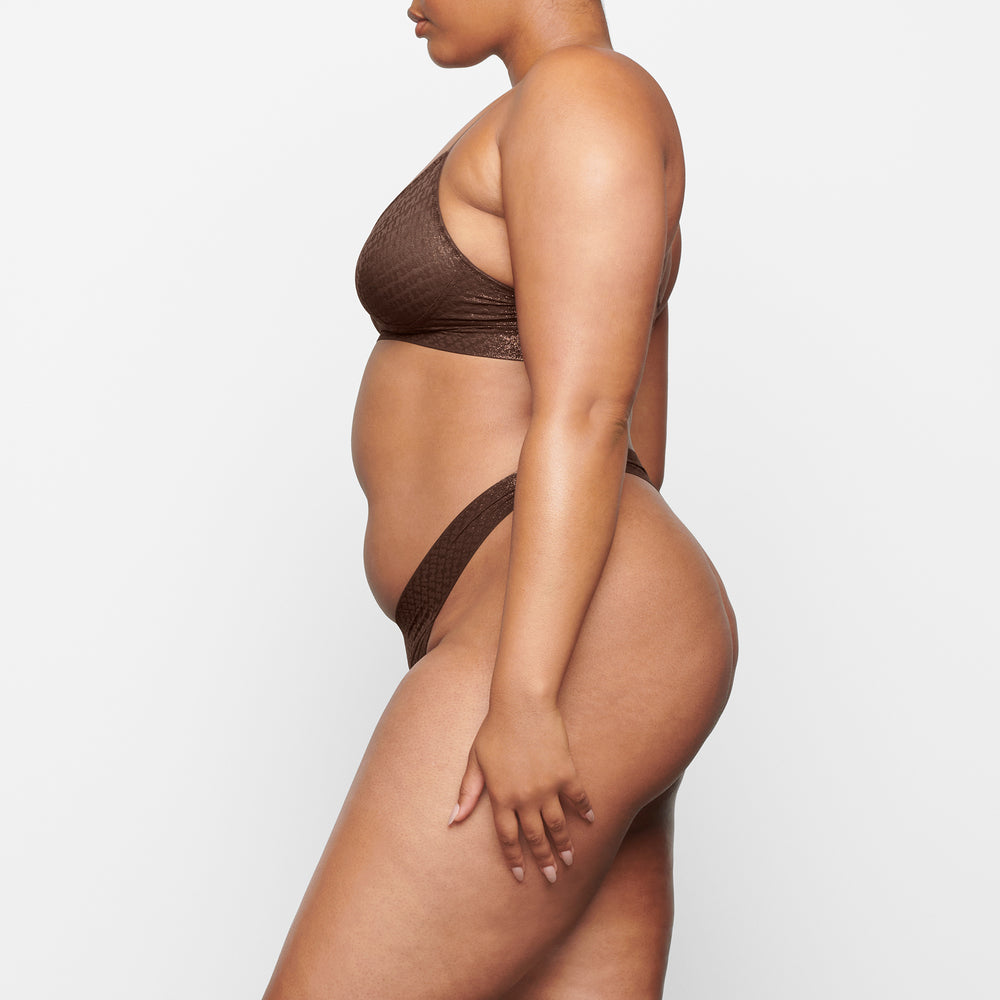 Skims LOGO MESH FOIL Thong Chocola | 30ZBDWPCI