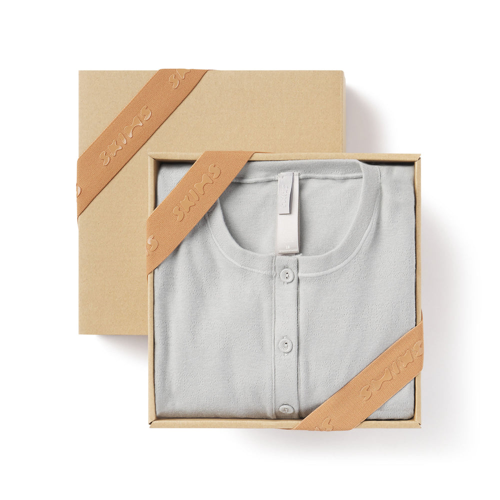 Skims LOGO POINTELLE HENLEY ONESIE Kinderen Lichtgrijs | 68FCHKIQZ
