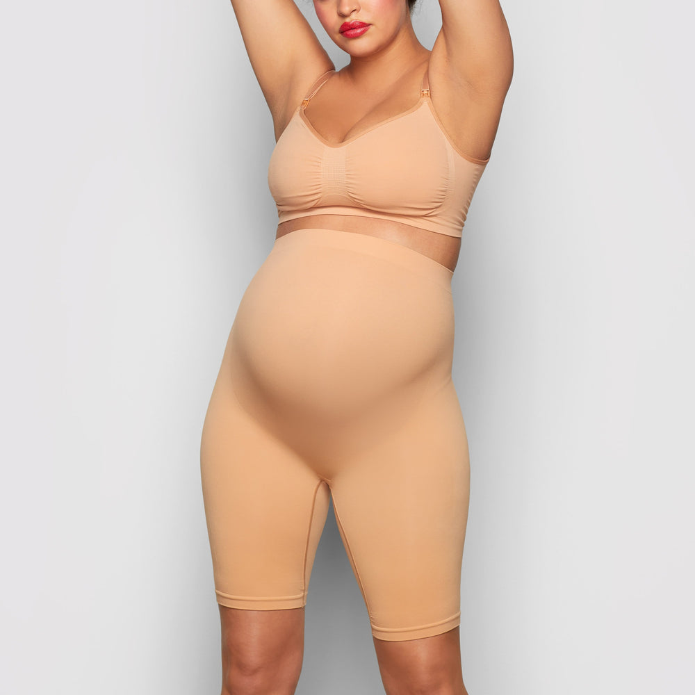 Skims MATERNITY SCULPTING BODYSUIT MID THIGH Maternity Shapewear Beige | 75NBXVSWK
