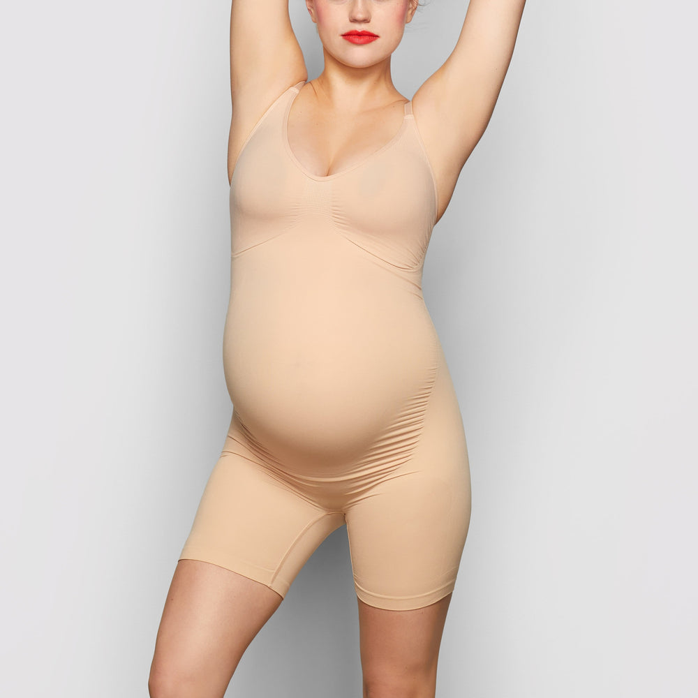 Skims MATERNITY SCULPTING BODYSUIT MID THIGH Maternity Shapewear Beige | 81GOKAYQL