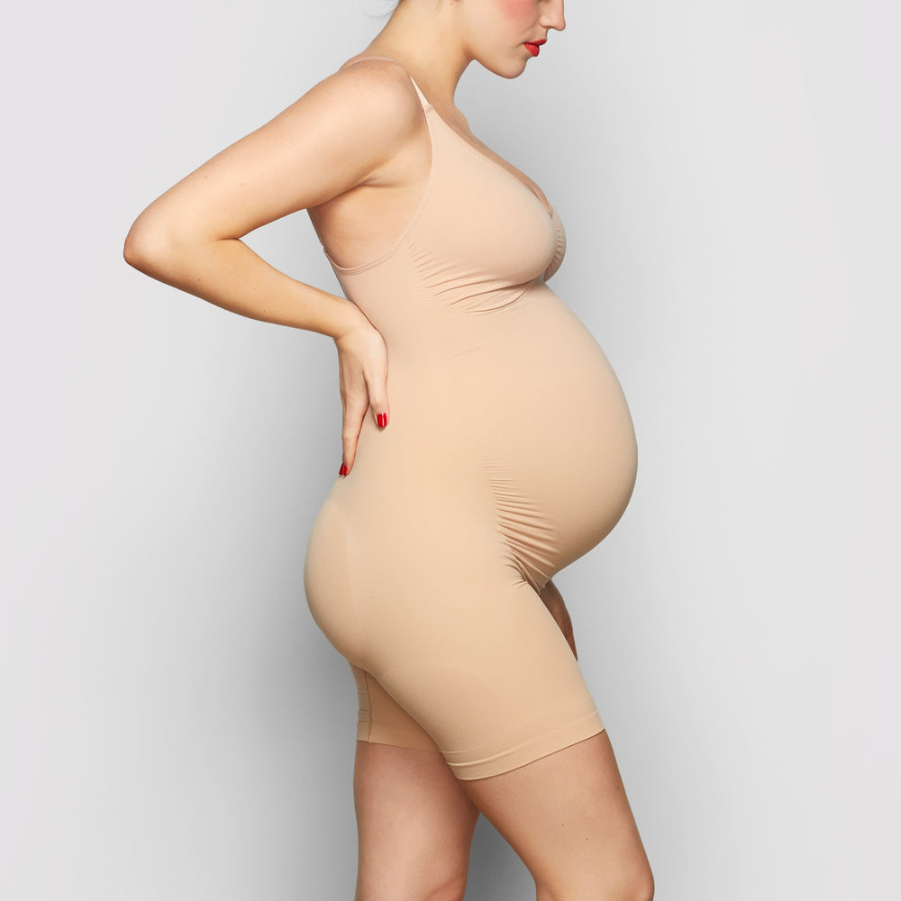 Skims MATERNITY SCULPTING BODYSUIT MID THIGH Maternity Shapewear Beige | 81GOKAYQL
