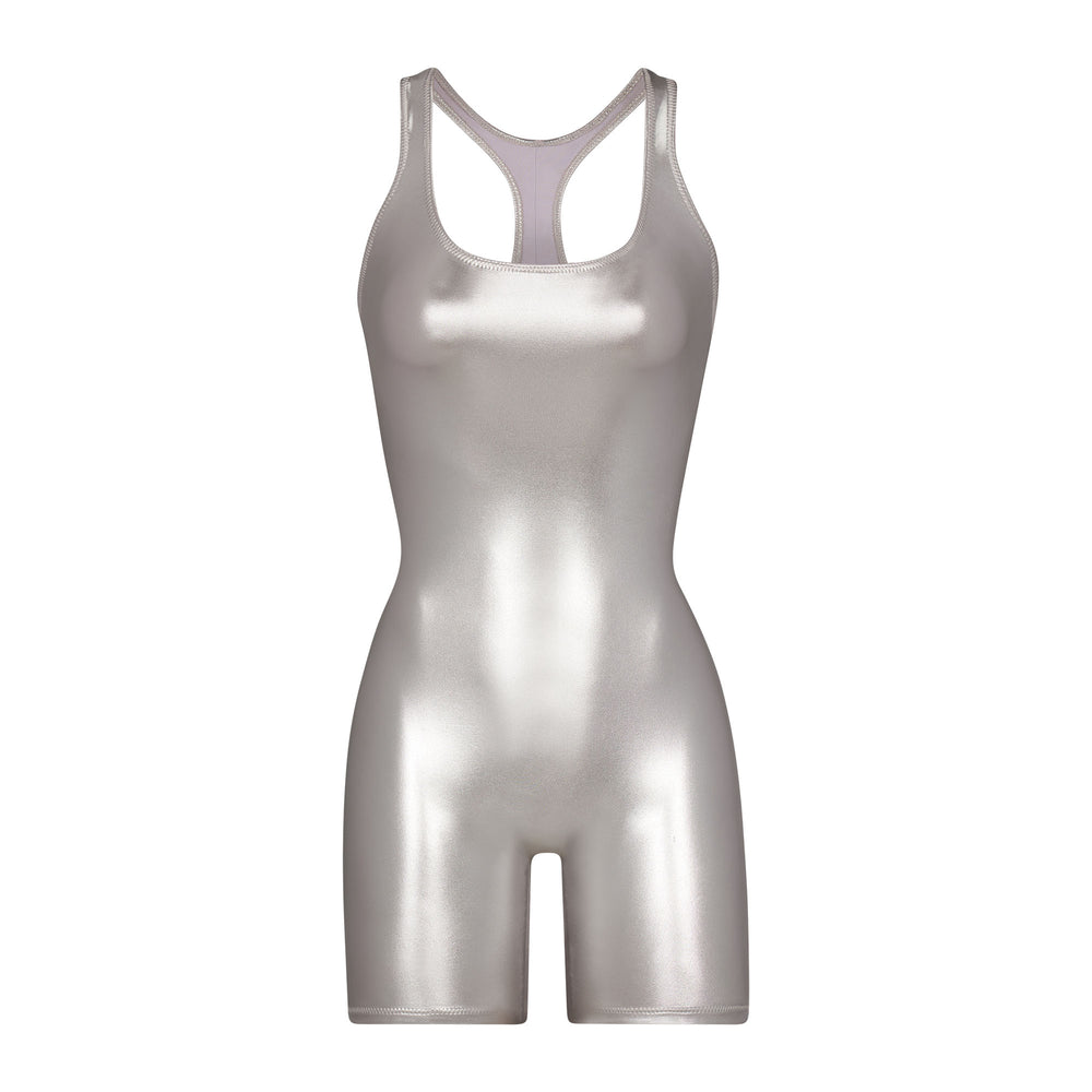 Skims METALLIC SWIM CYCLE SUIT One Piece Grijs | 26YRADBNQ