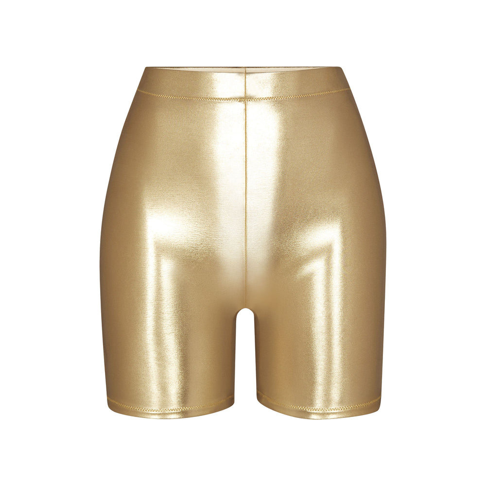 Skims METALLIC SWIM MID WAIST SHORT Cover-ups Goud | 40SEFPNRL
