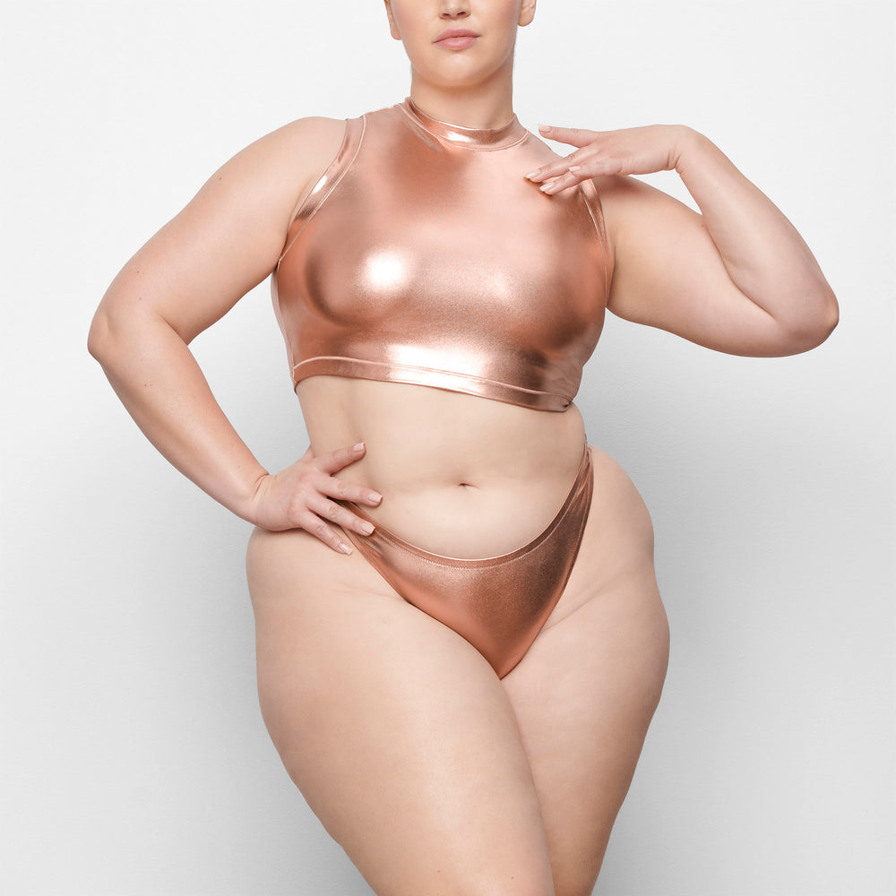 Skims METALLIC SWIM MOCK NECK TANK Two Pieces Roze Goud | 73VBDNGQY