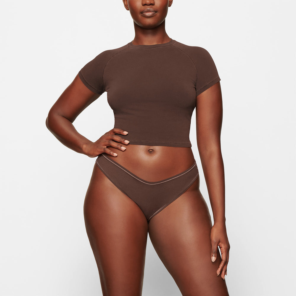Skims NEW VINTAGE CROPPED RAGLAN T-shirt Chocola | 75PYXSMJI