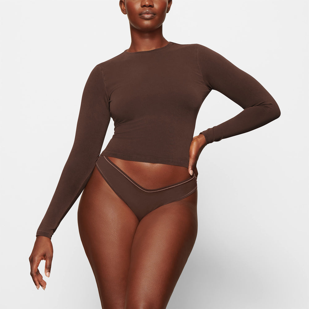 Skims NEW VINTAGE LONG SLEEVE T-shirt Chocola | 48QUKNJBA