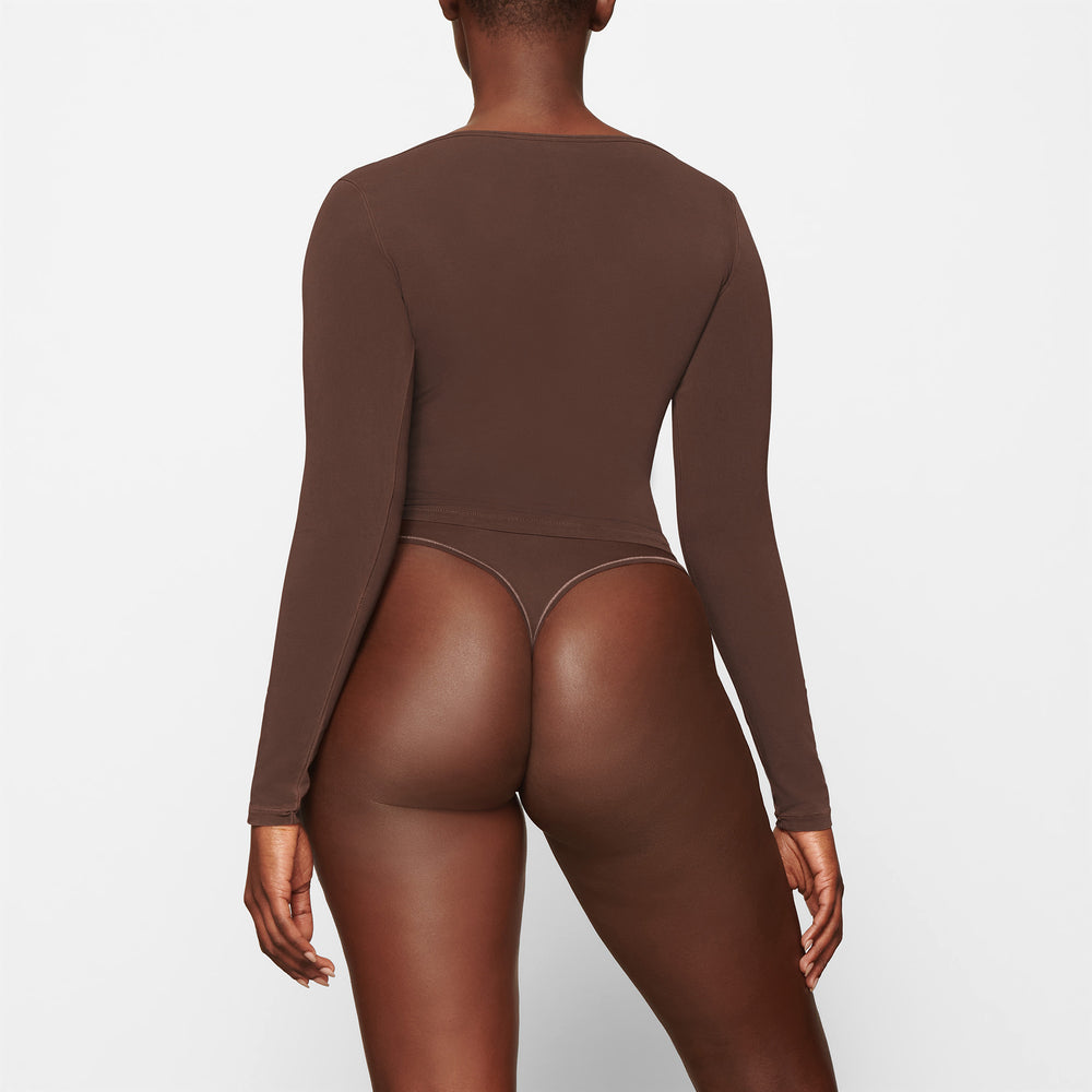 Skims NEW VINTAGE SCOOP LONG SLEEVE T-shirt Chocola | 01STULHRF