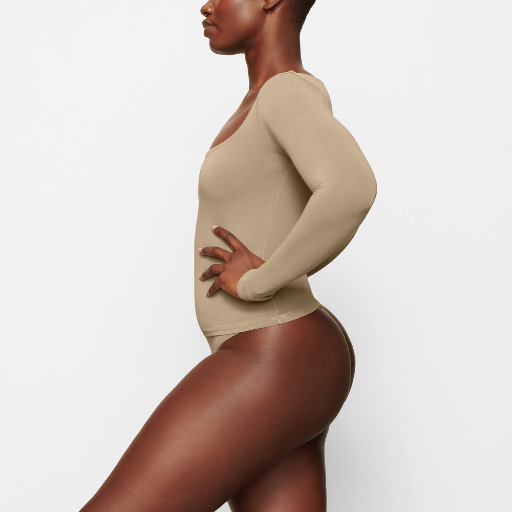 Skims NEW VINTAGE SCOOP LONG SLEEVE T-shirt Abrikoos | 28XSFKZGW