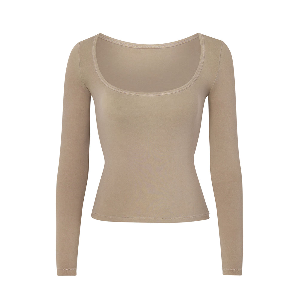 Skims NEW VINTAGE SCOOP LONG SLEEVE T-shirt Abrikoos | 28XSFKZGW